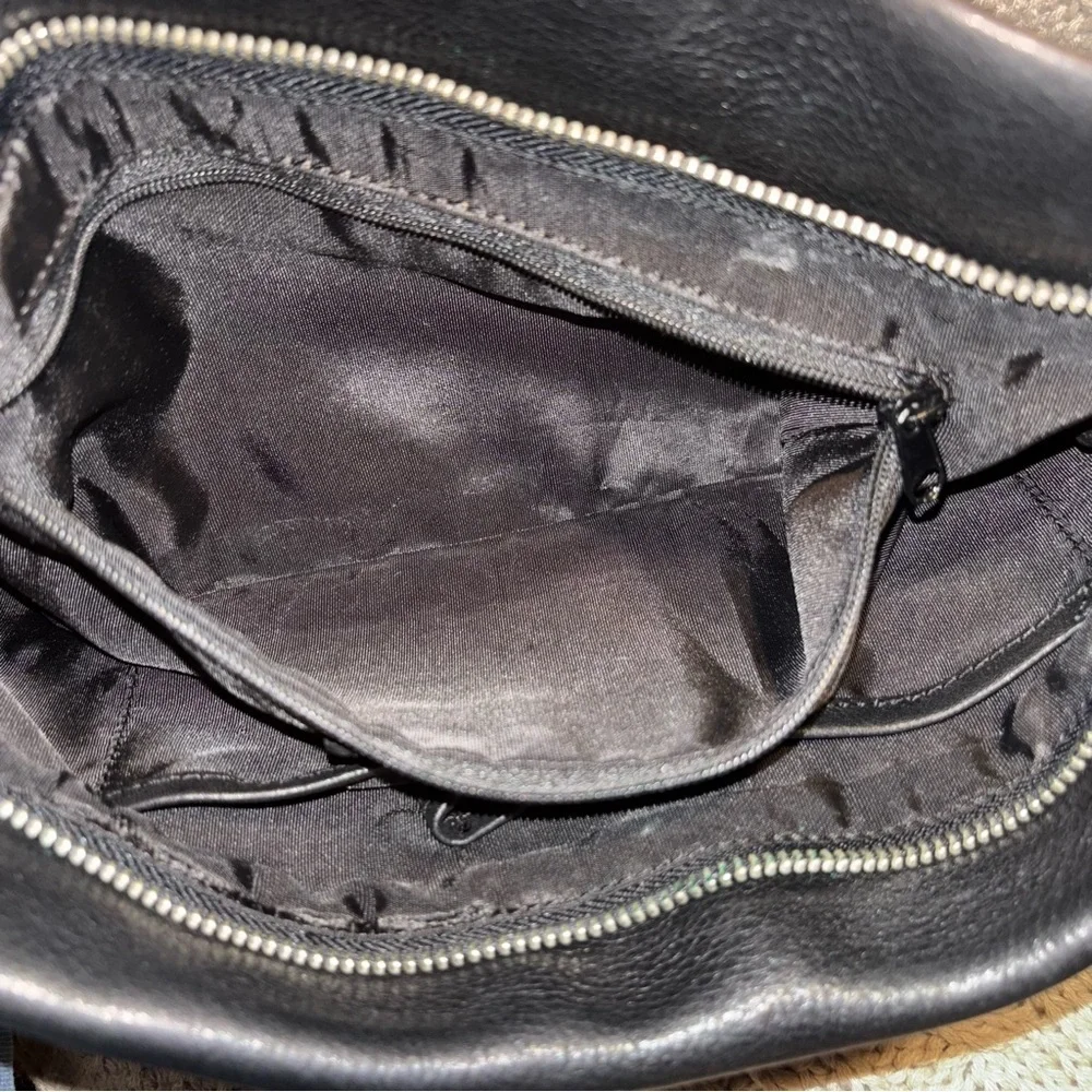 Sondra Roberts Black Genuine Leather Large Clutch with Wristlet Strap